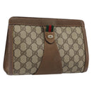 GUCCI GG Supreme Web Sherry Line Bag PVC Beige Gold 89 01 032 Auth yk20277-1