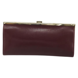 Christian Dior Clutch Bag Leather Bordeaux Gold Auth yk20278A - 0