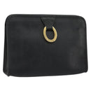 Christian Dior Trotter Canvas Clutch Bag PVC Black Gold Auth yk20279A-1