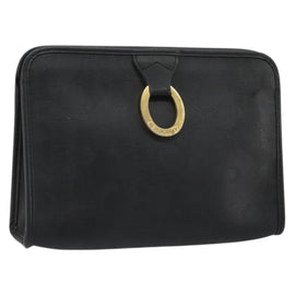 Christian Dior Trotter Canvas Clutch Bag PVC Black Gold Auth yk20279A