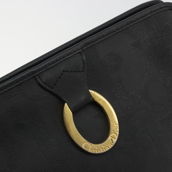 Christian Dior Trotter Canvas Clutch Bag PVC Black Gold Auth yk20279A