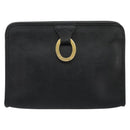 Christian Dior Trotter Canvas Clutch Bag PVC Black Gold Auth yk20279A-2