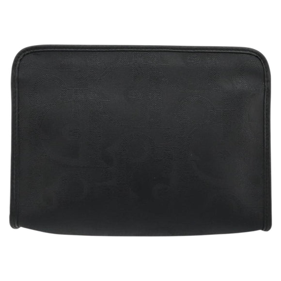 Christian Dior Trotter Canvas Clutch Bag PVC Black Gold Auth yk20279A