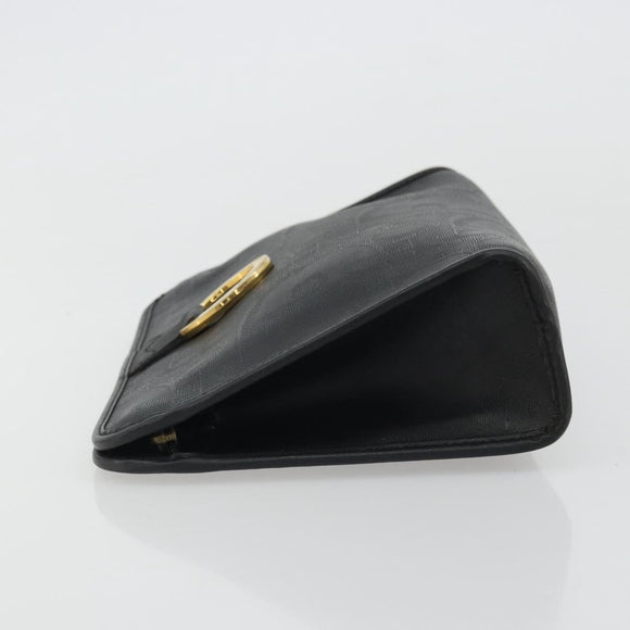 Christian Dior Trotter Canvas Clutch Bag PVC Black Gold Auth yk20279A