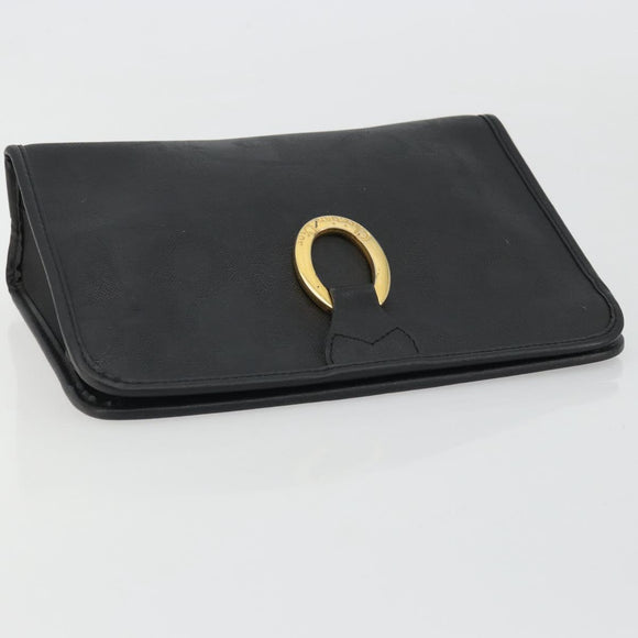 Christian Dior Trotter Canvas Clutch Bag PVC Black Gold Auth yk20279A