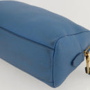 PRADA Pouch Leather Blue Gold Auth yk20280-15