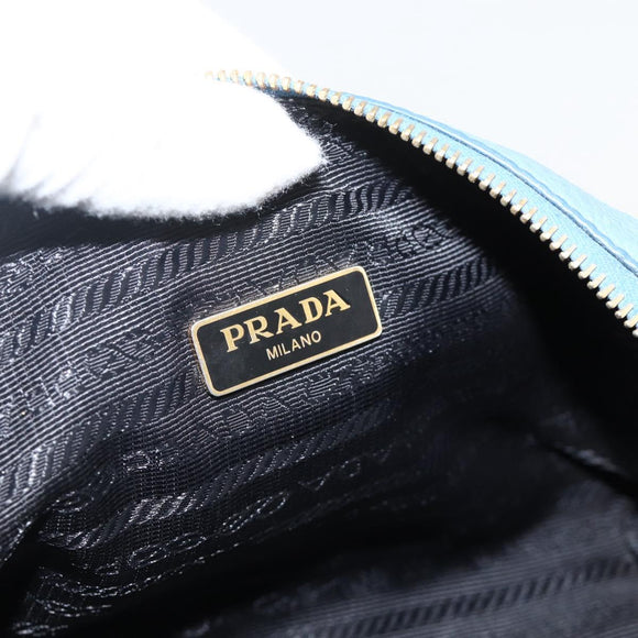 PRADA Pouch Leather Blue Gold Auth yk20280