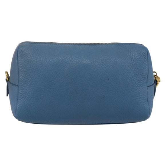 PRADA Pouch Leather Blue Gold Auth yk20280