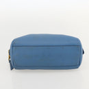PRADA Pouch Leather Blue Gold Auth yk20280-6