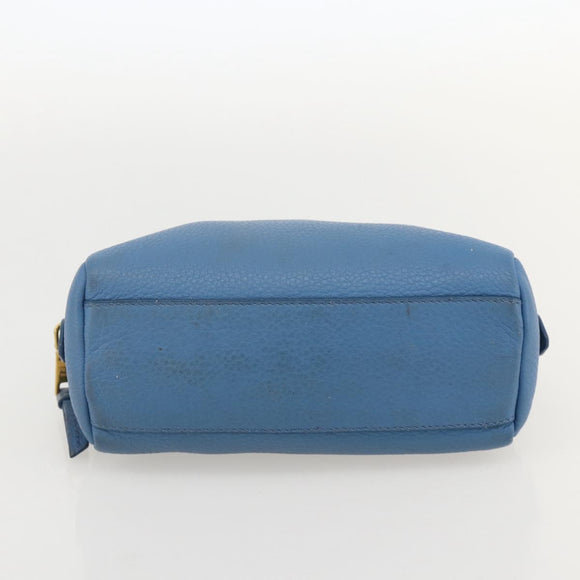 PRADA Pouch Leather Blue Gold Auth yk20280