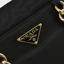 PRADA Hand Bag Nylon Black Gold Auth yk20281-17