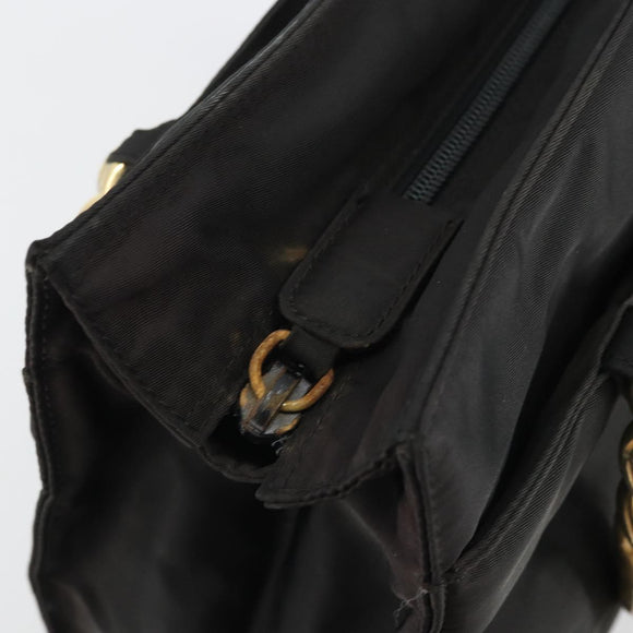 PRADA Hand Bag Nylon Black Gold Auth yk20281