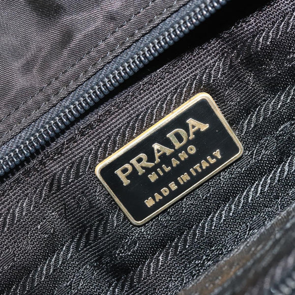 PRADA Hand Bag Nylon Black Gold Auth yk20281