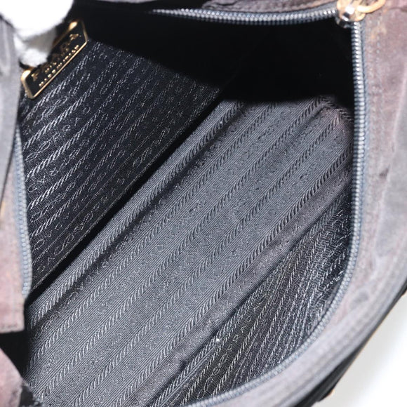 PRADA Hand Bag Nylon Black Gold Auth yk20281