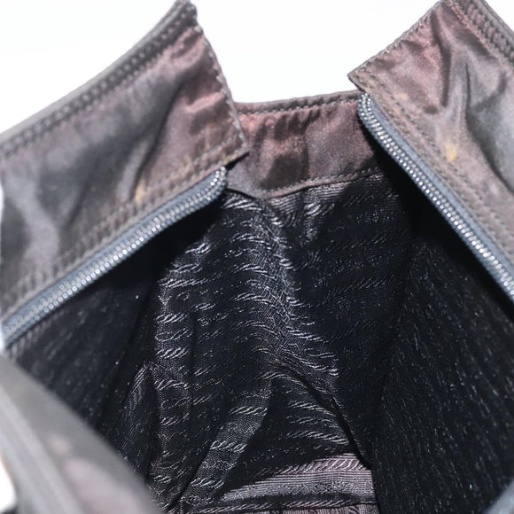 PRADA Hand Bag Nylon Black Gold Auth yk20281