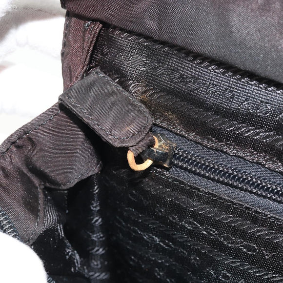 PRADA Hand Bag Nylon Black Gold Auth yk20281