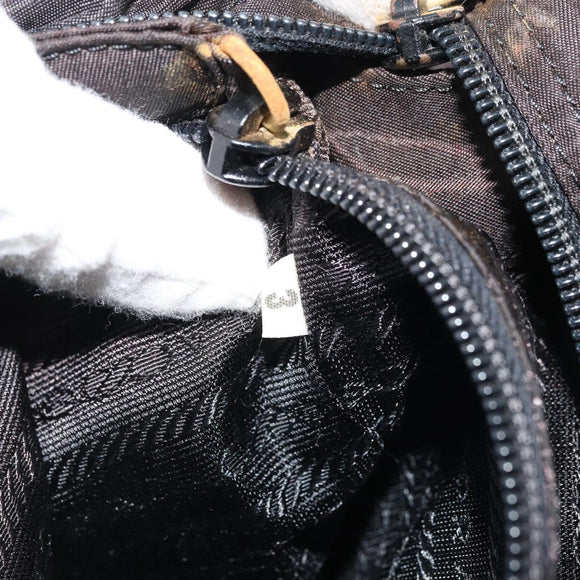 PRADA Hand Bag Nylon Black Gold Auth yk20281
