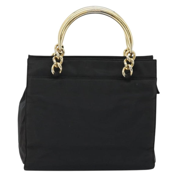 PRADA Hand Bag Nylon Black Gold Auth yk20281