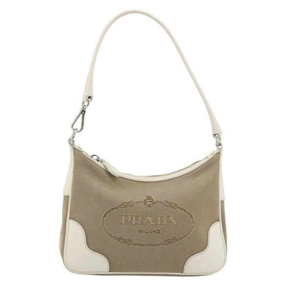 PRADA Hand Bag Canvas Gold Silver Auth yk20283A