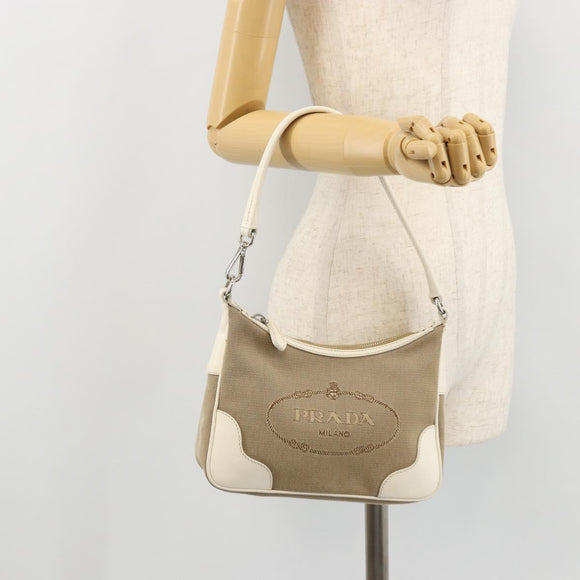 PRADA Hand Bag Canvas Gold Silver Auth yk20283A