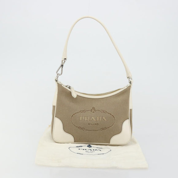 PRADA Hand Bag Canvas Gold Silver Auth yk20283A