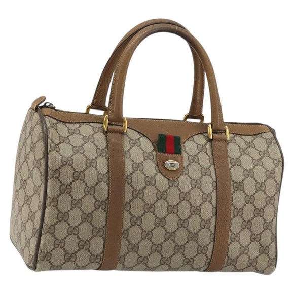 GUCCI GG Supreme Web Sherry Line Bag PVC Beige Gold 111 02 007 Auth yk20285