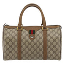 GUCCI GG Supreme Web Sherry Line Bag PVC Beige Gold 111 02 007 Auth yk20285-2