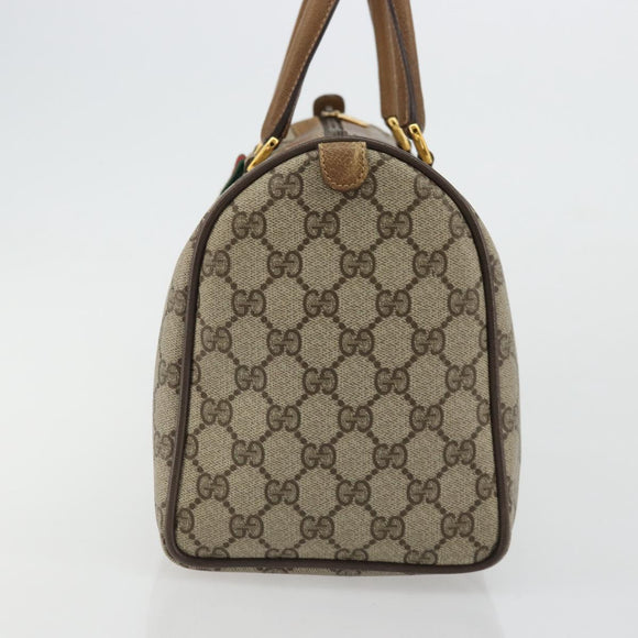 GUCCI GG Supreme Web Sherry Line Bag PVC Beige Gold 111 02 007 Auth yk20285