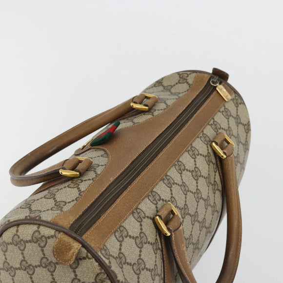 GUCCI GG Supreme Web Sherry Line Bag PVC Beige Gold 111 02 007 Auth yk20285