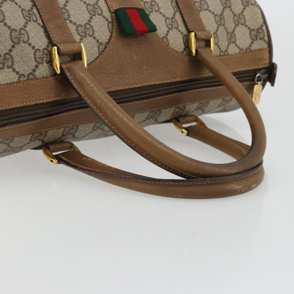 GUCCI GG Supreme Web Sherry Line Bag PVC Beige Gold 111 02 007 Auth yk20285