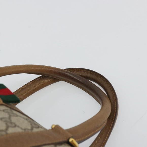 GUCCI GG Supreme Web Sherry Line Bag PVC Beige Gold 111 02 007 Auth yk20285