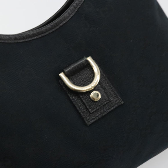 GUCCI Abbey GG Canvas Shoulder Bag Black Gold 130738 Auth yk20293SAV