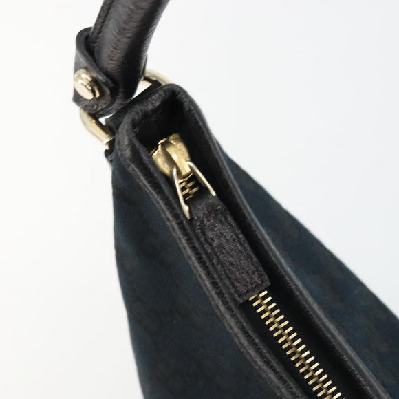 GUCCI Abbey GG Canvas Shoulder Bag Black Gold 130738 Auth yk20293SAV