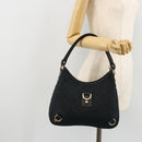 GUCCI Abbey GG Canvas Shoulder Bag Black Gold 130738 Auth yk20293SAV-24