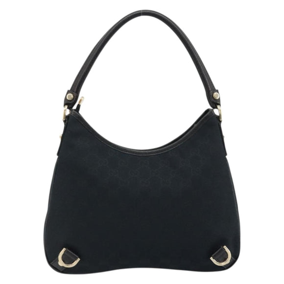 GUCCI Abbey GG Canvas Shoulder Bag Black Gold 130738 Auth yk20293SAV