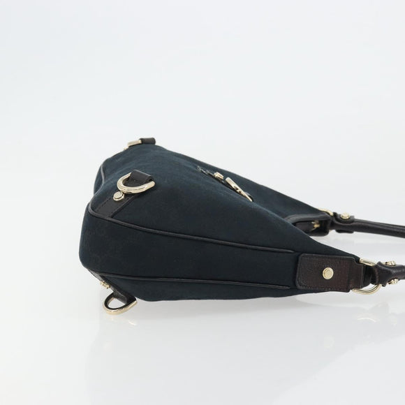 GUCCI Abbey GG Canvas Shoulder Bag Black Gold 130738 Auth yk20293SAV