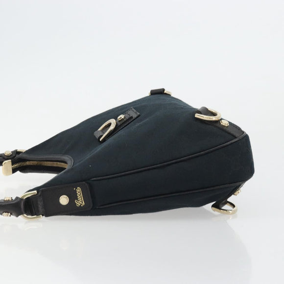 GUCCI Abbey GG Canvas Shoulder Bag Black Gold 130738 Auth yk20293SAV