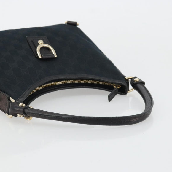 GUCCI Abbey GG Canvas Shoulder Bag Black Gold 130738 Auth yk20293SAV
