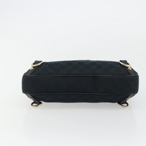 GUCCI Abbey GG Canvas Shoulder Bag Black Gold 130738 Auth yk20293SAV