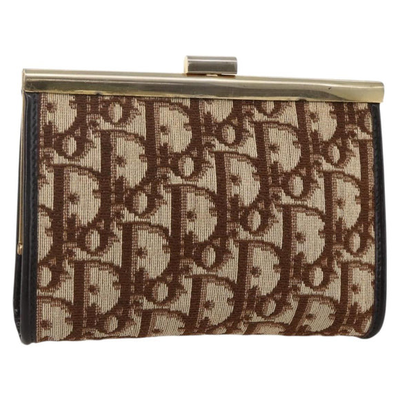 Christian Dior Trotter Canvas Pouch Brown Gold Auth yk20295A
