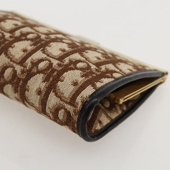 Christian Dior Trotter Canvas Pouch Brown Gold Auth yk20295A