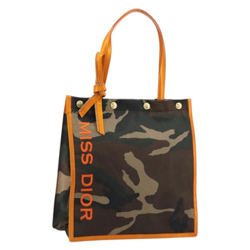 Christian Dior Camouflage Tote Bag Canvas Khaki Gold Auth yk20296