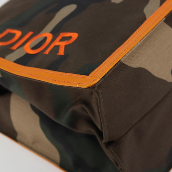 Christian Dior Camouflage Tote Bag Canvas Khaki Gold Auth yk20296