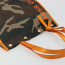 Christian Dior Camouflage Tote Bag Canvas Khaki Gold Auth yk20296-6