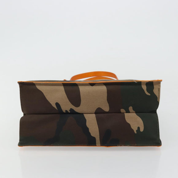 Christian Dior Camouflage Tote Bag Canvas Khaki Gold Auth yk20296