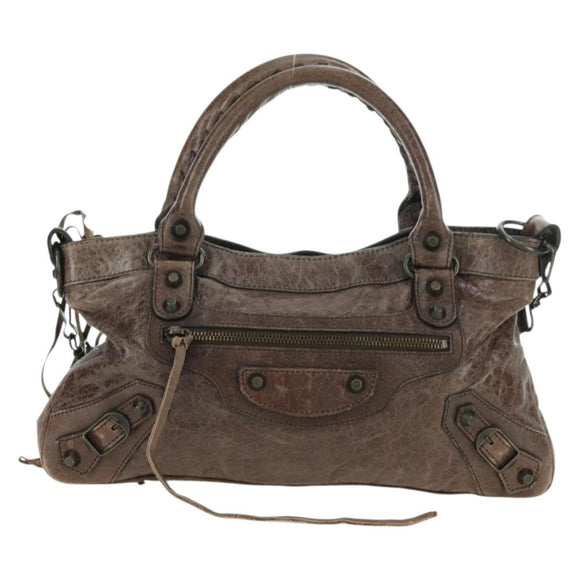 BALENCIAGA The First Hand Bag Leather 2way Brown 103208 Auth yk20301SAM