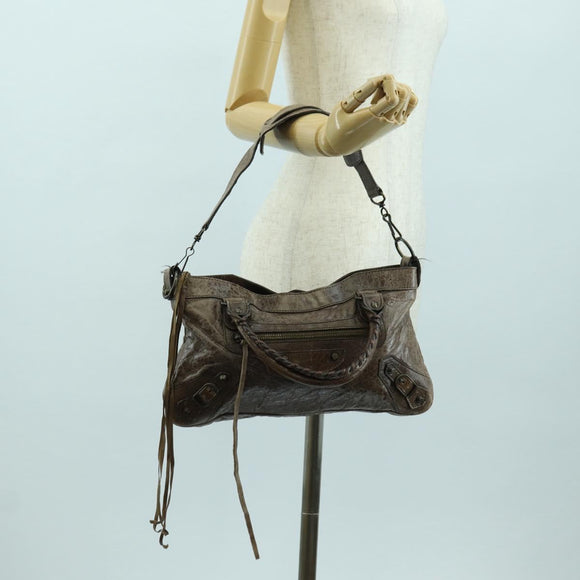 BALENCIAGA The First Hand Bag Leather 2way Brown 103208 Auth yk20301SAM