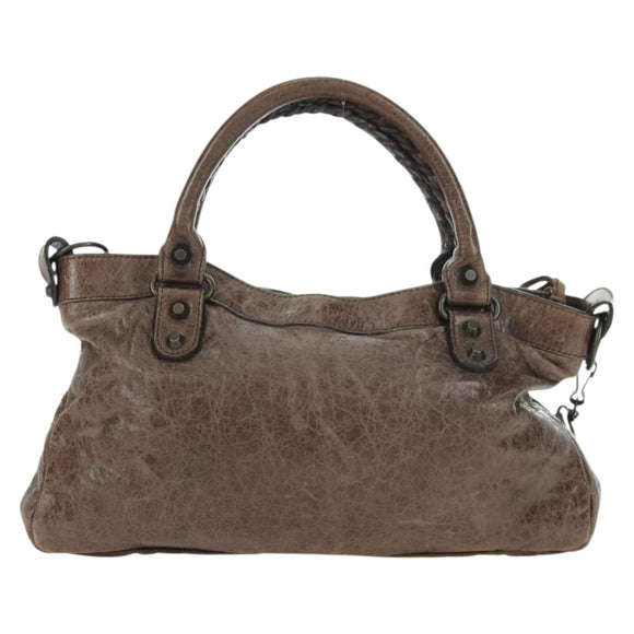 BALENCIAGA The First Hand Bag Leather 2way Brown 103208 Auth yk20301SAM