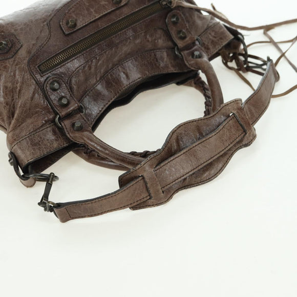 BALENCIAGA The First Hand Bag Leather 2way Brown 103208 Auth yk20301SAM