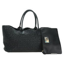 BOTTEGA VENETA INTRECCIATO Cabas MM Hand Bag Leather Black Auth yk20314SAV-1